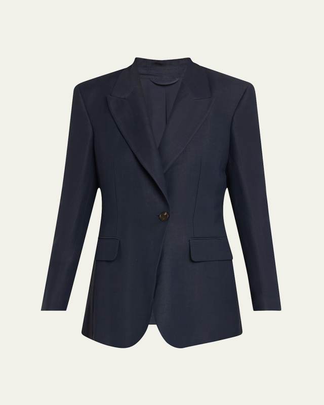 One-Button Linen Twill Blazer